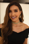 ETTIKA-STILL SURPRISE YOU 18K GOLD PLATED CHOKER IN TURQUOISE