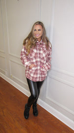 ANCHORAGE TEDDY PLAID SHACKET- MAUVE