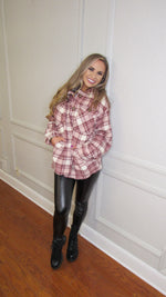ANCHORAGE TEDDY PLAID SHACKET- MAUVE