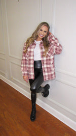 ANCHORAGE TEDDY PLAID SHACKET- MAUVE