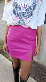 CANDY CRUSH FAUX LEATHER SKIRT- PINK