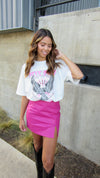 CANDY CRUSH FAUX LEATHER SKIRT- PINK