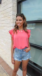 ELLA RUFFLE TOP- CORAL