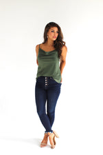 THE GRASS IS GREENER SATIN TANK TOP