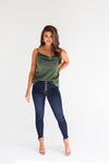 THE GRASS IS GREENER SATIN TANK TOP