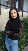 MISSING YOU LACE SLEEVE TOP- BLACK