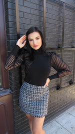 MISSING YOU LACE SLEEVE TOP- BLACK