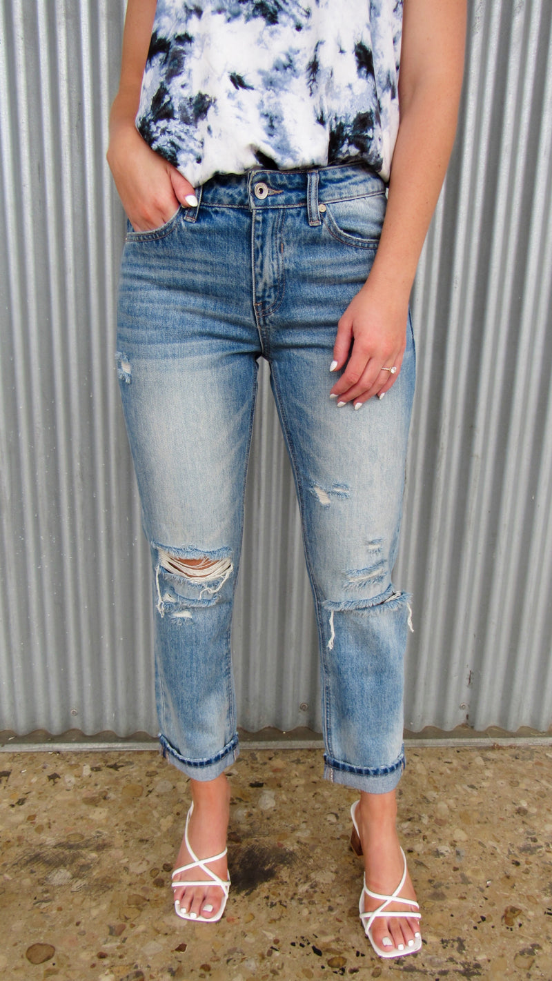 KENZIE DISTRESSED BOYFRIEND DENIM