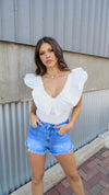 LATER BABE RUFFLE BODYSUIT- WHITE