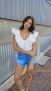 LATER BABE RUFFLE BODYSUIT- WHITE