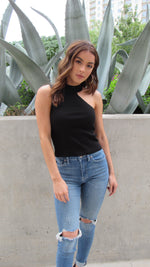 LINCOLN PARK MOCK NECK TOP- BLACK