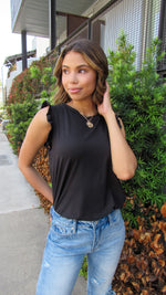 MOLLY MINI RUFFLE TOP-BLACK