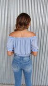 OCEAN BLISS OFF THE SHOULDER TOP- BLUE