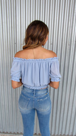 OCEAN BLISS OFF THE SHOULDER TOP- BLUE