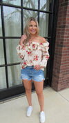 SENDING MY LOVE FLORAL OFF THE SHOULDER TOP
