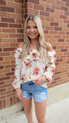 SENDING MY LOVE FLORAL OFF THE SHOULDER TOP