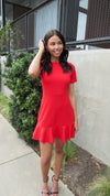 THE ONE SHORT SLEEVE DRESS-RED