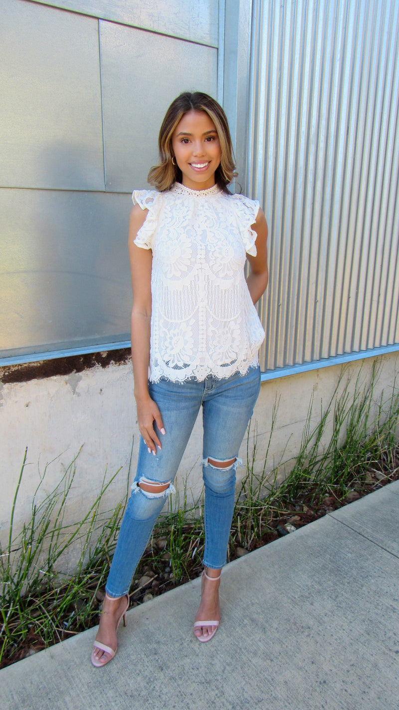MAGNOLIA LACE TOP - WHITE