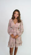 CLARISSA WOVEN FLORAL DRESS- DUSTY ROSE