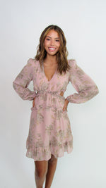 CLARISSA WOVEN FLORAL DRESS- DUSTY ROSE