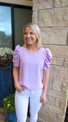 MAKING MOVES PUFF SLEEVE TOP- LAVENDER