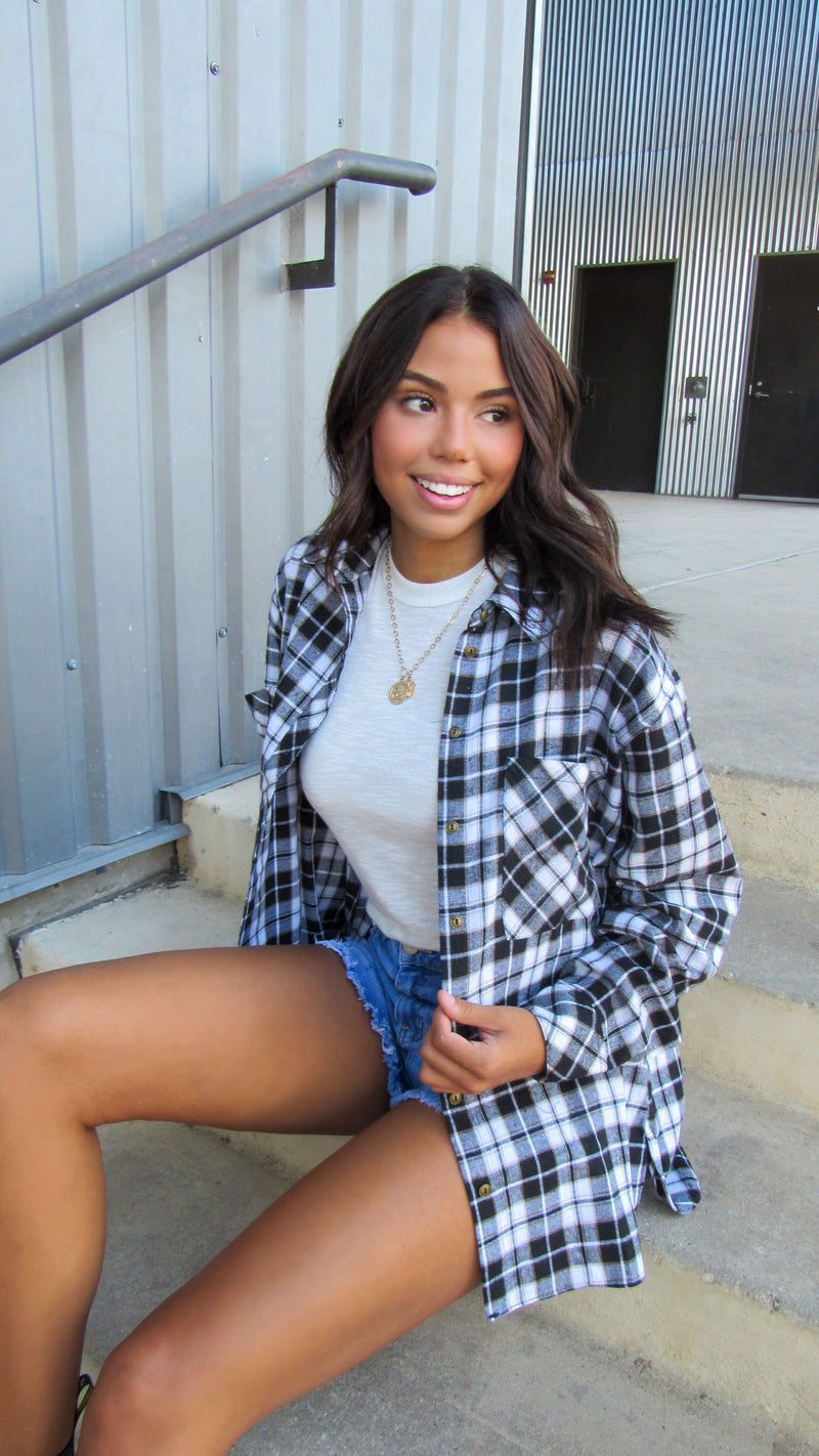 OLIVIA FLANNEL SHIRT- BLACK AND WHITE